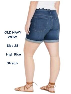 Old Navy WOW Jean Shorts Medium Wash  Denim Roll-Cuff  Women’s Plus Size 28